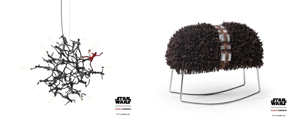 Modern Myths Nieuws 2020 Week 1 Star Wars Little Jedi lamp en Chewie schommelstoel