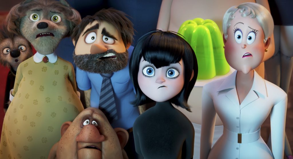 De monsters van Hotel Transylvania in hun menselijke vorm