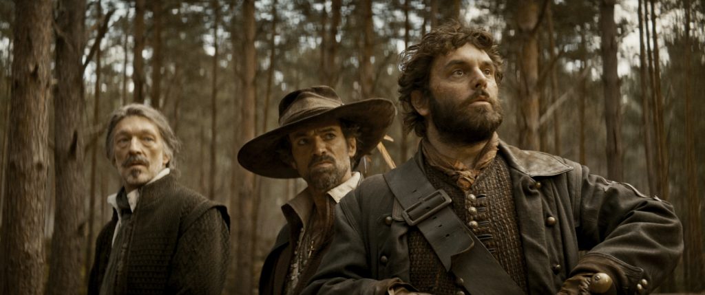 Vincent Cassel als Athos, Romain Duris als Aramis en Pio Marmaï als Porthos