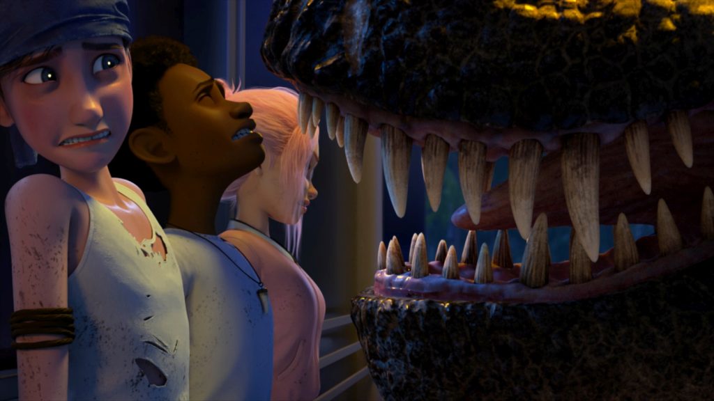 Kinderen versus een t-rex